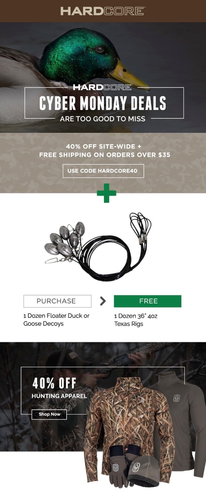 Hard Core Waterfowl email example