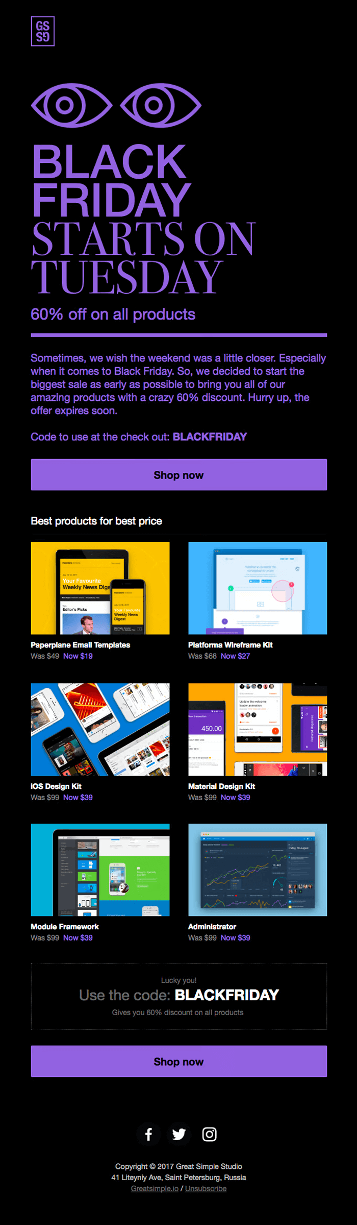 email example from Great Simple Studio
