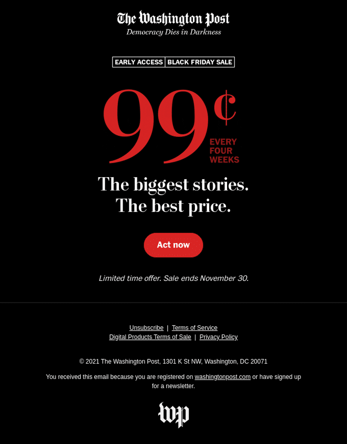 Black Friday email example