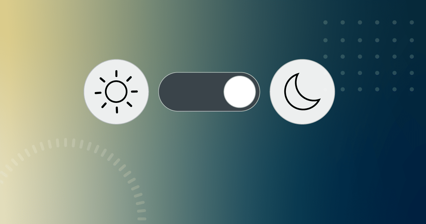 icon of a sun, with a toggle to an icon of a moon—representing Light Mode and Dark Mode