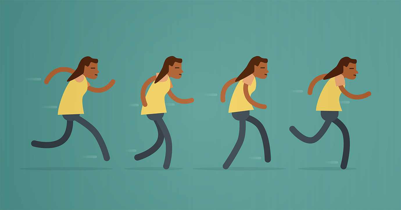 illustration of person running meant to emulate an animated GIF