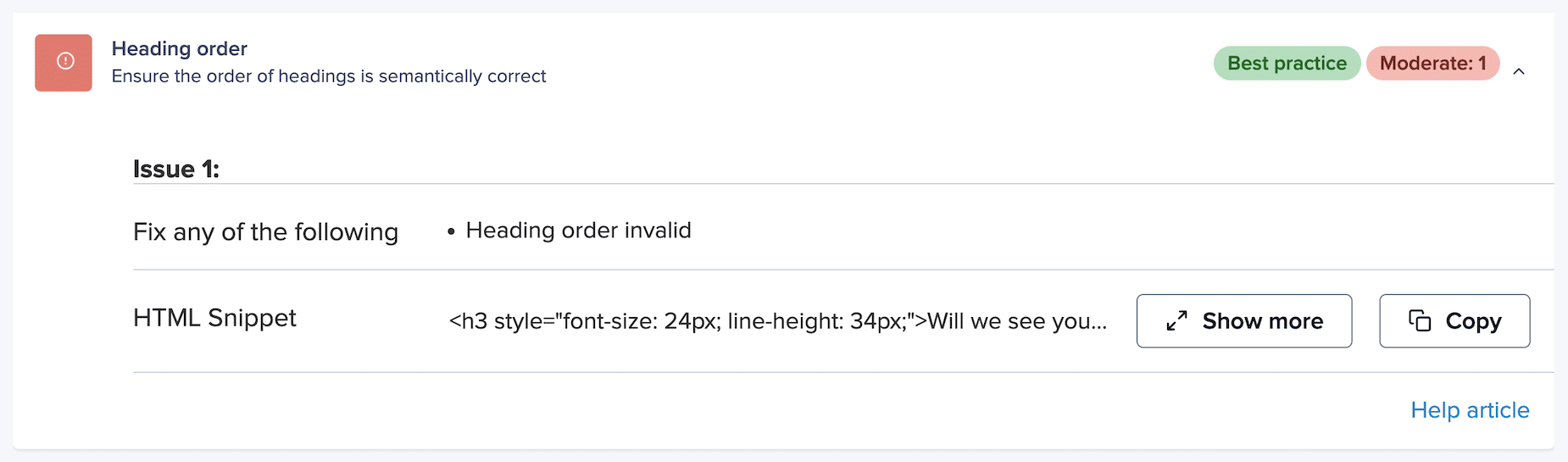 heading hierarchy in Litmus