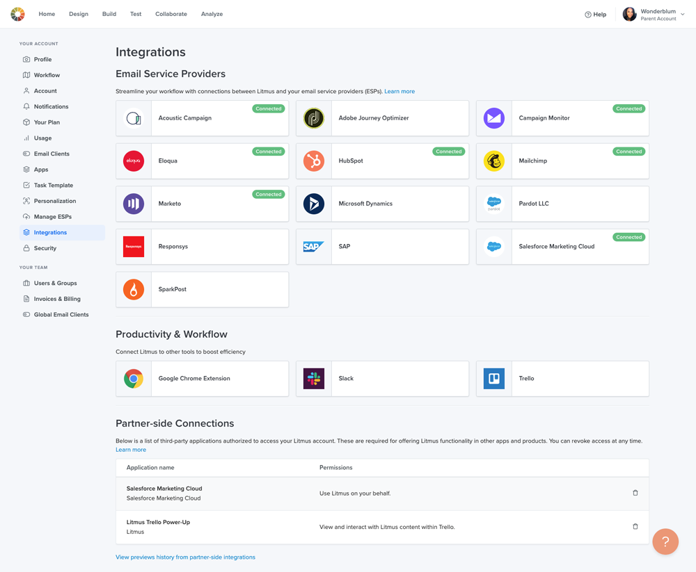 Browse all Litmus integrations in one location