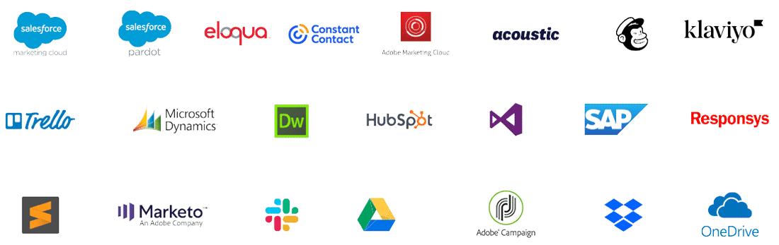 Litmus integrates with Salesforce Marketing Cloud, Marketo, Slack, and dozens of other martech tools to help you save time
