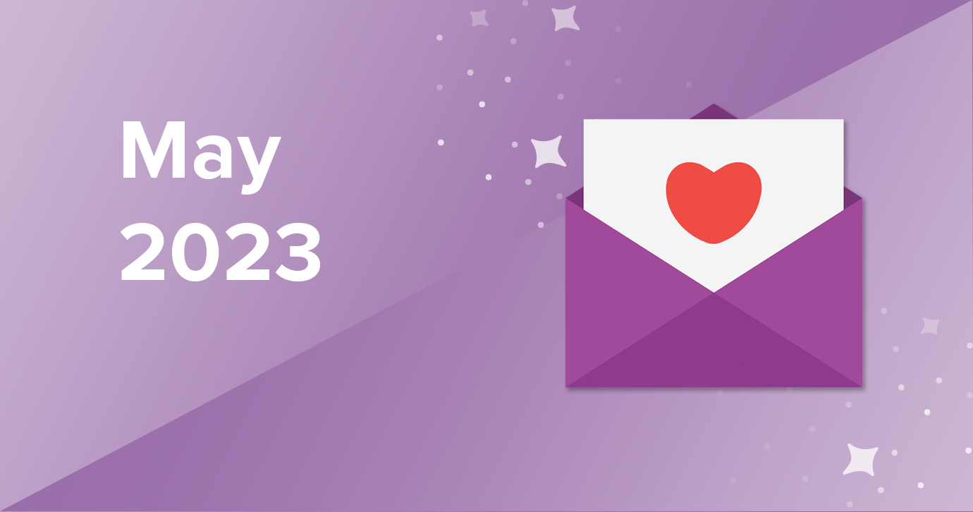 illustration of envelope with a love letter on top of a purple background