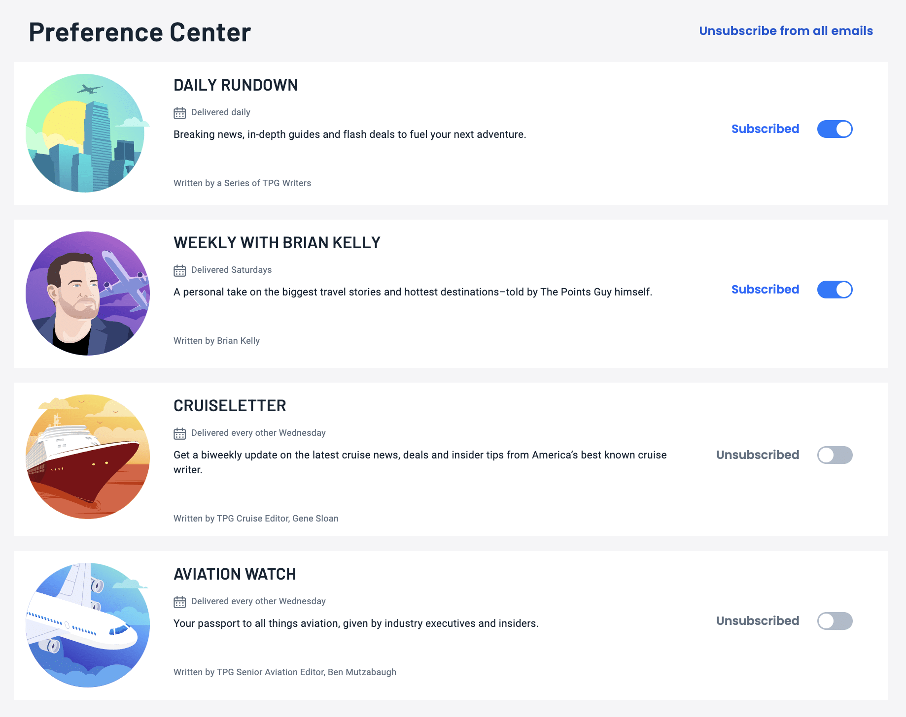 The Points Guy Preference Center